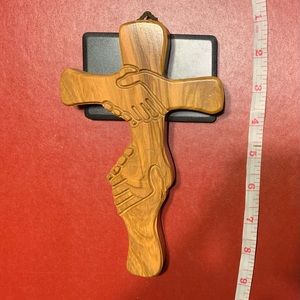 Wood religious cross hanging decor